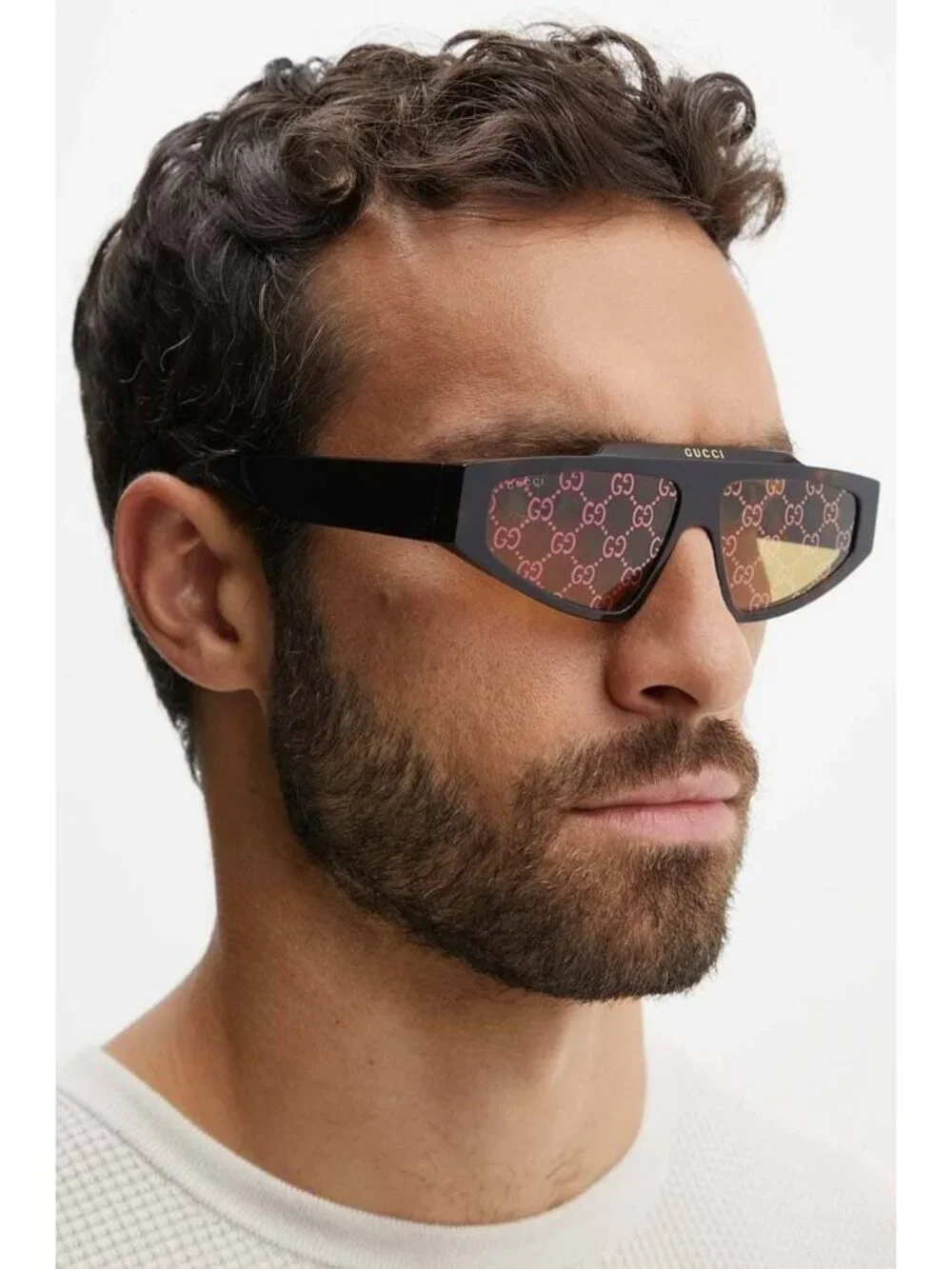 Gucci GG1591S 002 Sunglasses Havana Browline Frame, Yellow Lenses